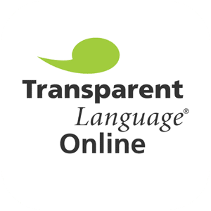 logo for transparent language online featuring a green speech bubble above the company name in black text on a white background.