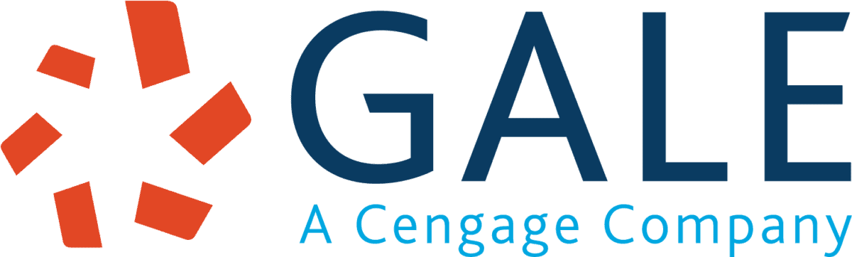 Gale logo featuring an orange abstract symbol to the left of the word "GALE" in blue, with "A Cengage Company" in smaller blue text below.