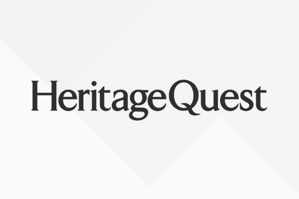 HeritageQuest logo displayed in black serif font on a light gray background.